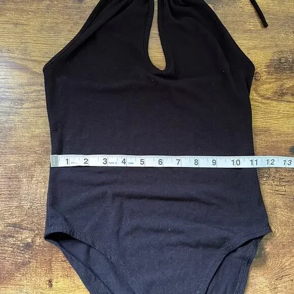 Forever 21 Black Self-Tie Halter Deep Cut Chest Bodysuit - Picture 6 of 12